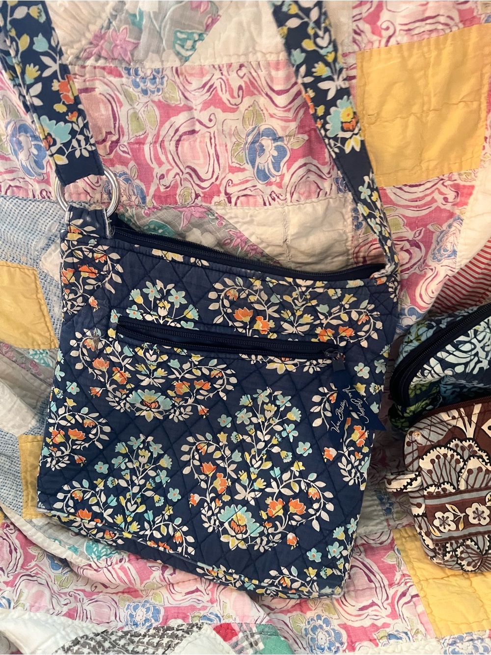 3 vintage Vera Bradley Floral Quilted Crossbody Trio of Patterned Pouches - Picture 7 of 14